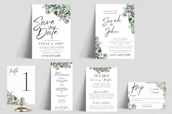 Download Eucalyptus Wedding Invitation Bundle - - Premium Bundle
