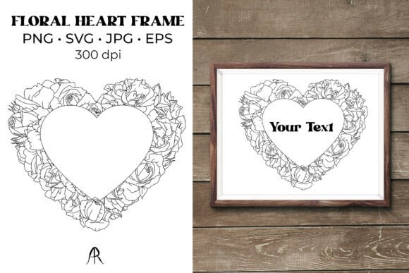 Download Hand Drawn Rose Flowers Heart Frame SVG - Frame Collection