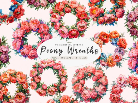 Download Peonies Frame Png, Peony Wreath Clipart - Frame Collection