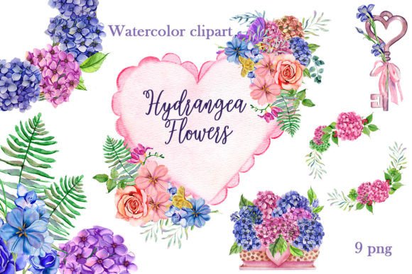Download Watercolor Hydrangea Flowers Clipart - Hydrangea flowers Collection