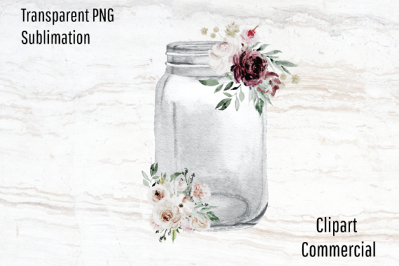Download Mason Jar Clipart Watercolor Flowers PNG - Premium Resources