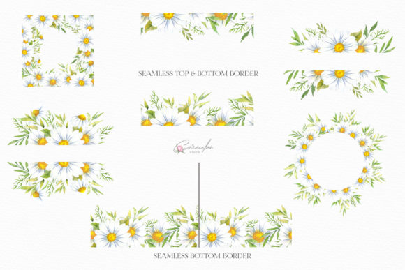 Download Watercolor Daisies Frames Clipart - Frame Collection